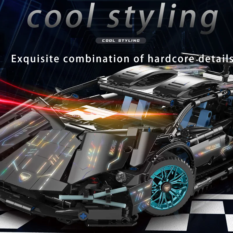 BLK-0124 Premium Auto Muscle Technology Car model Education Super Racing block set Boy Children gift 1280pcs