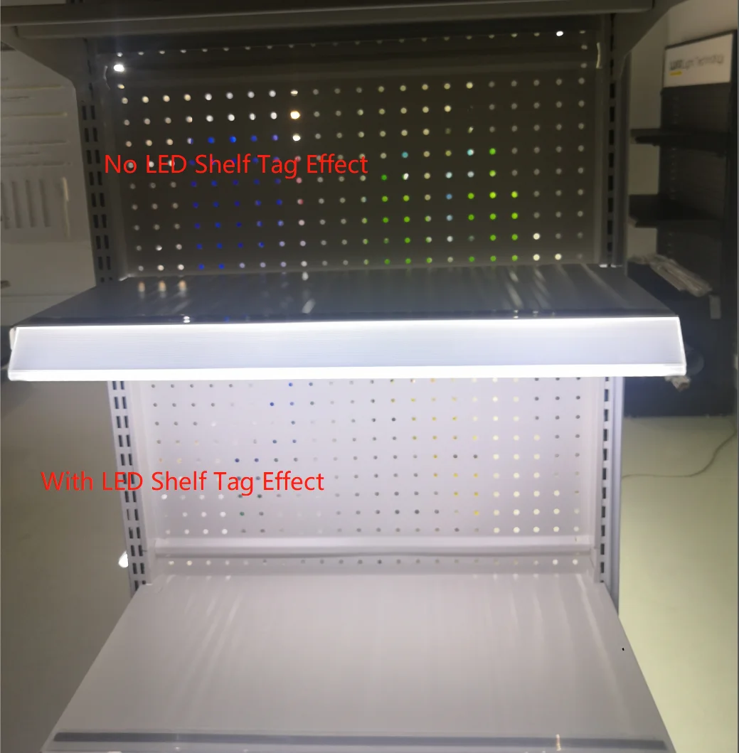 
The Newest innovative shelftag light, illuminated ticket strip for shelf lighting original patent 