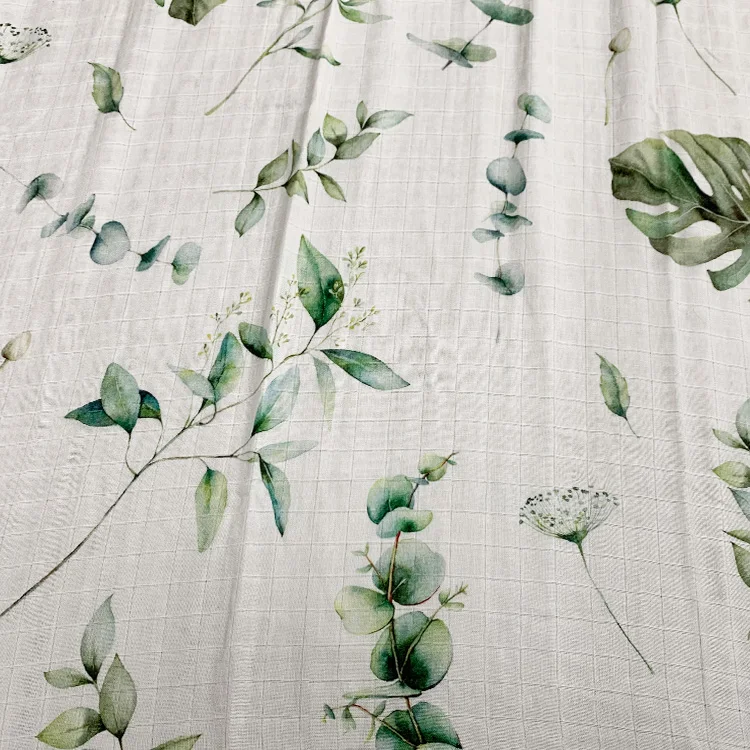 Hot Soft Breathful Organic Muslin Square Bamboo Fabric  30% Cotton 70% Bamboo Fabric By Meter For Newborn Baby