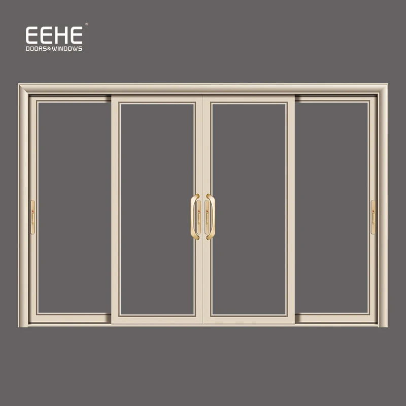 EEHE Door Double Glazed Patio Sliding Door with Screen Aluminum Alloy Balcony Sliding Glass Wooden Box Swing Security Doors