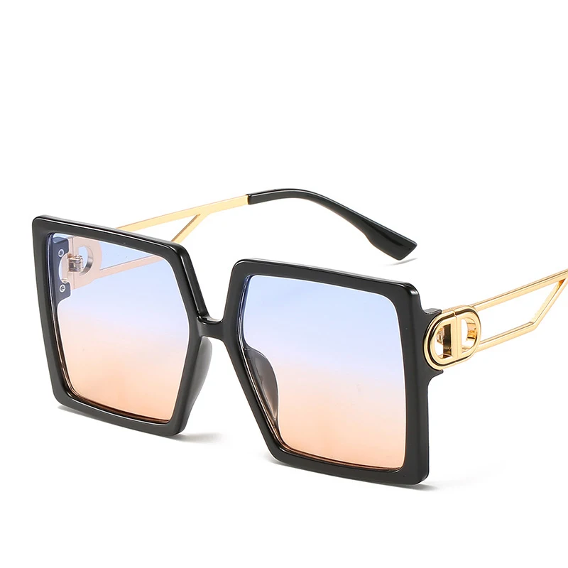2021New Big Frame Oversize Sunglasses Unisex Square Vintage Fashion Gradient Sun Glasses UV400