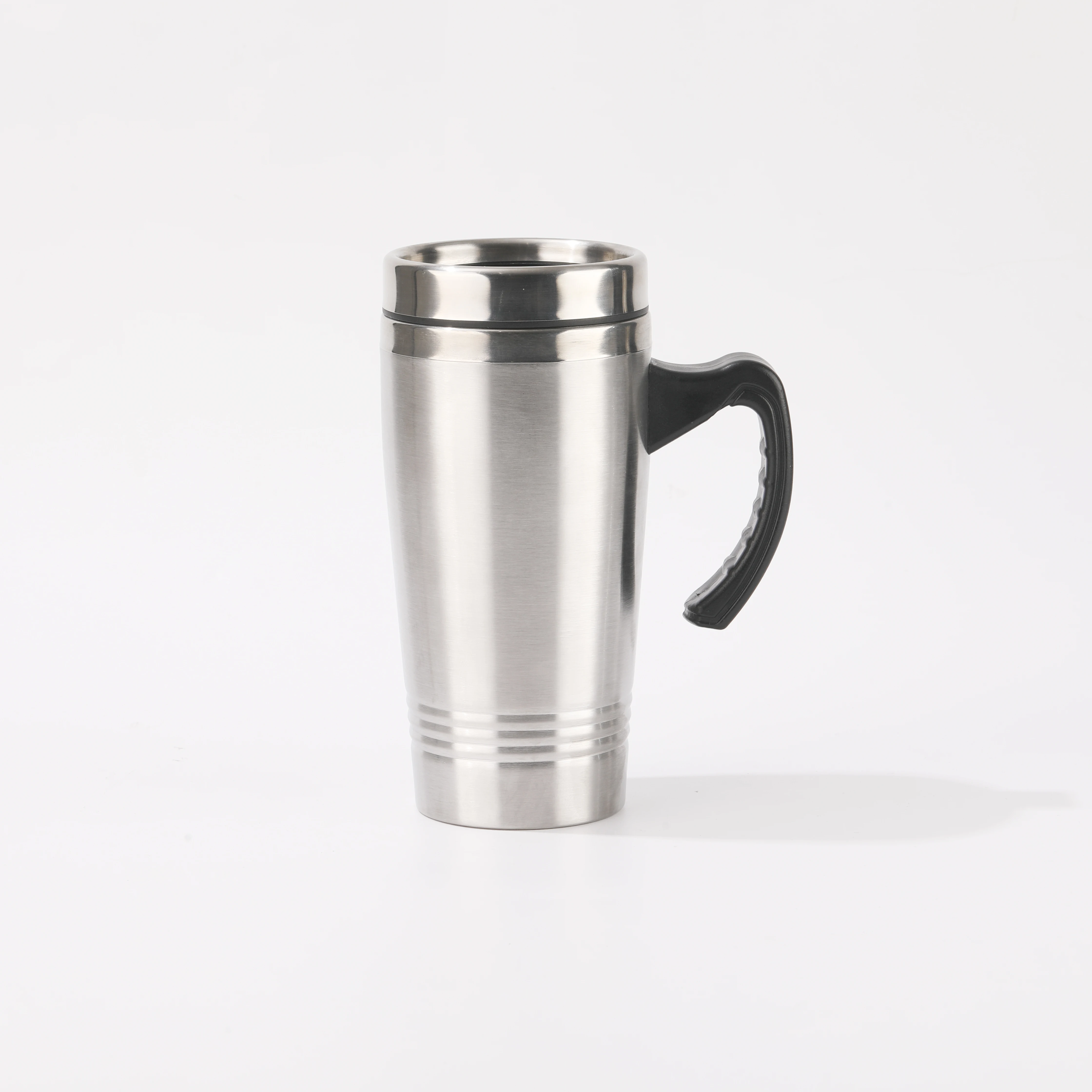 Plastic inside and steel outside, double stainless steel 500ml large capacity car cup with handle