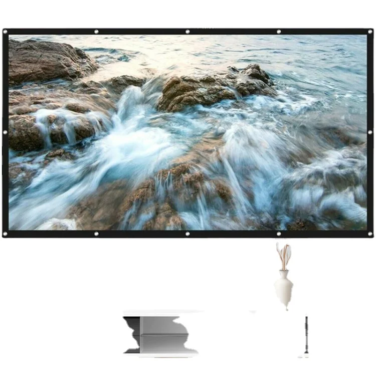 120 дюймов 16:9 266*148 см удар по краю; Цвет Черный; Металлический раскладной стул и анти-проектор домашнего кинотеатра HD Проекционный экран занавес для