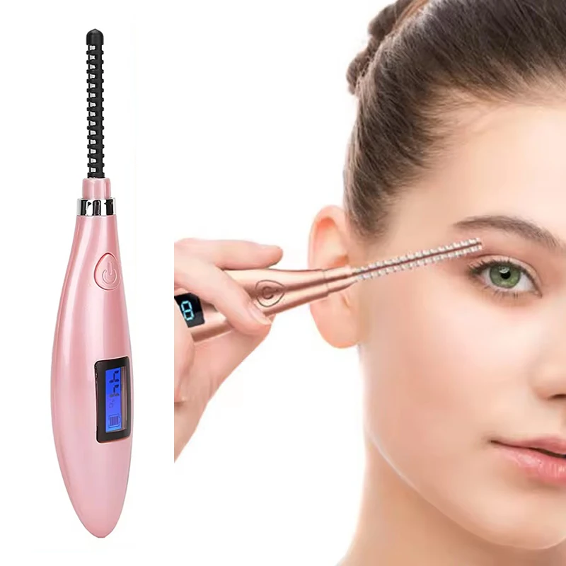 Long Lasting Beauty Custom Magnetic Mini Electric Beauty Makeup Eye Lash Brush Heated Electric Eyelash Curler With Comb