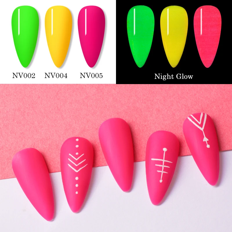 Nail Gel Glow In Dark Fluorescent Neon UV LED Semi Permanent Soak Off Gel Varnish Lighting In Night Nail Art