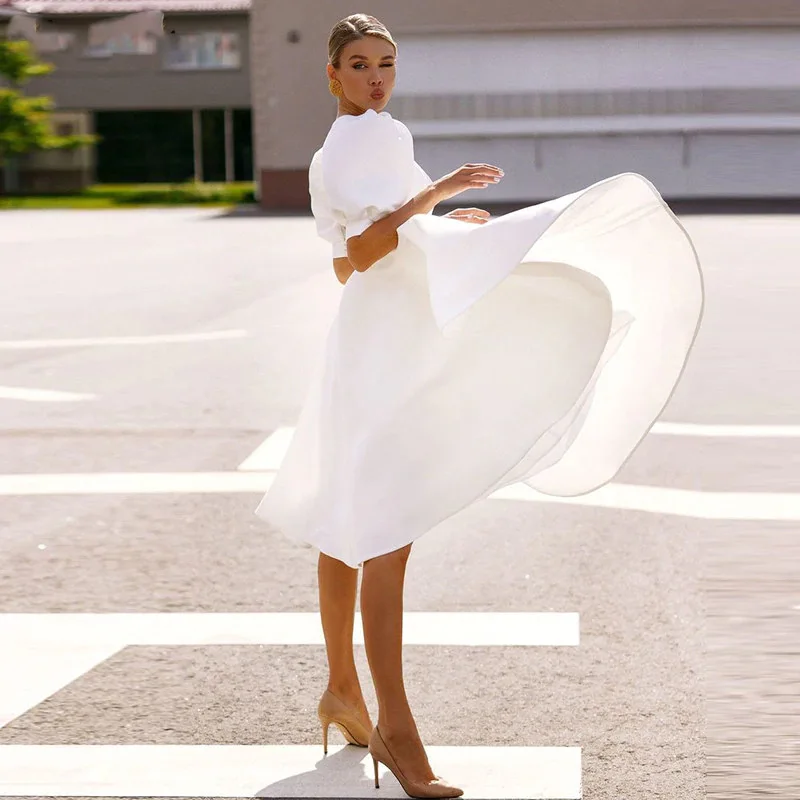 XIUYU lady white color dress casual plus size elegant vestido evening party sexy dress clothes club swing women midi dress