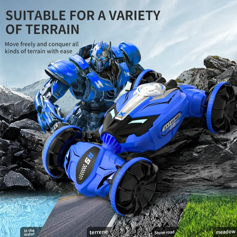 QS Popular 2.4G 4WD Driving RC Stunt Drift Off Road Vehicle Twisting Racing Amphibious Electric Toys Remote Control Car Toys