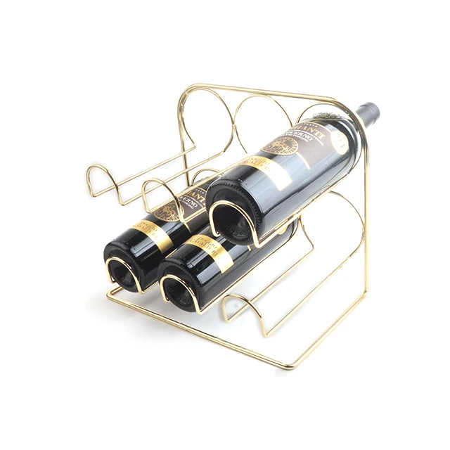 Brass plated wine rack freestanding Storage Rack Countertop Display Shelf Bottle Holder Gold