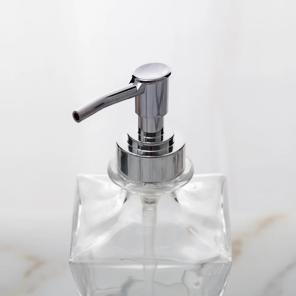  350ml Glass Soap Dispenser with Rust Proof Stainless Steel Pump Kitchen for