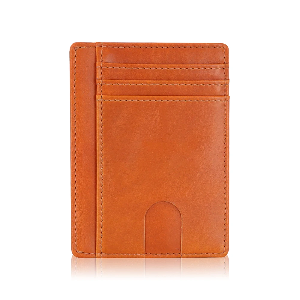 Custom brand Slim Minimalist Front Pocket RFID Blocking Leather Wallets for Men and Women Credit Card Holder