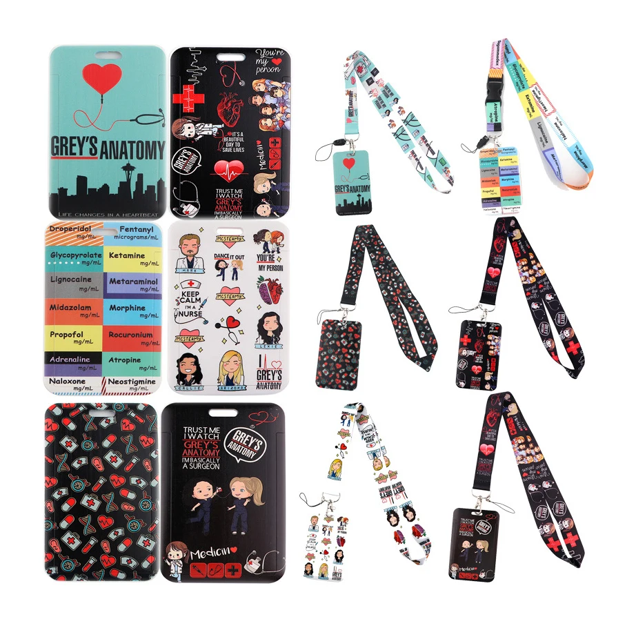 Wholesale Custom Lanyard Polyester Cartoon Cute Phone Medical Doctor Nurse Phone Lanyard Card Holder