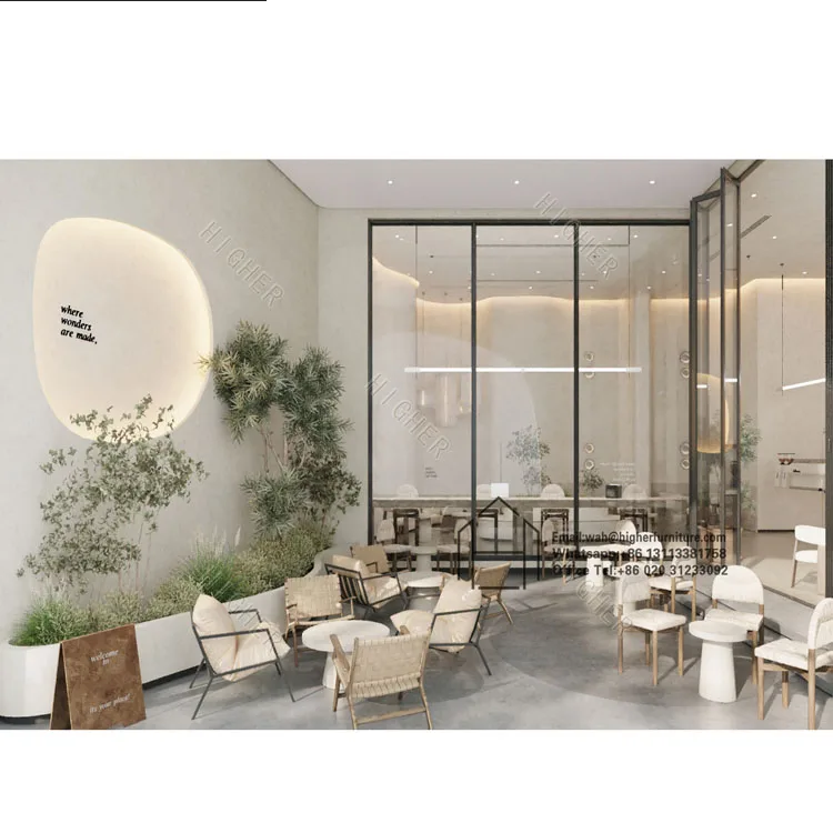 Latest Outside Coffee Bar Station Design Coffee Shop Decoration Cafe Shop Display Cabinets Coffee Bar Counter Customization