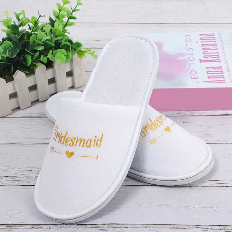 Sample Supported Wedding Slipper White Washable Indoor Slippers Custom Logo Eva Sole Home Use Slippers