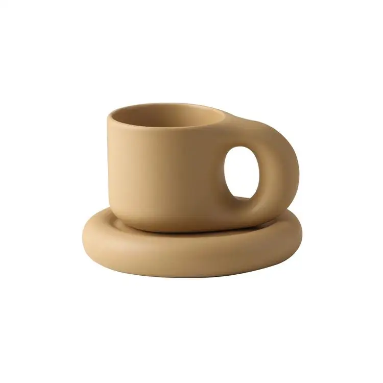 sublimation wholesale custom logo unique creative matte multi-colored nordic christmas tea coffee ceramic mugs with saucer plate
