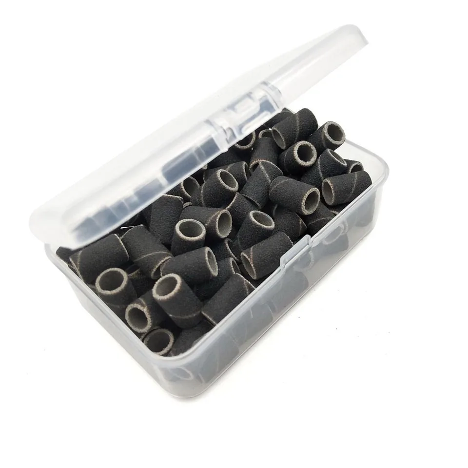 
#80 #150 #240 100Pcs/Box Black Sanding Bands Without Mandrel For Nail Drill Nail Care Polishing Manicure Tools 