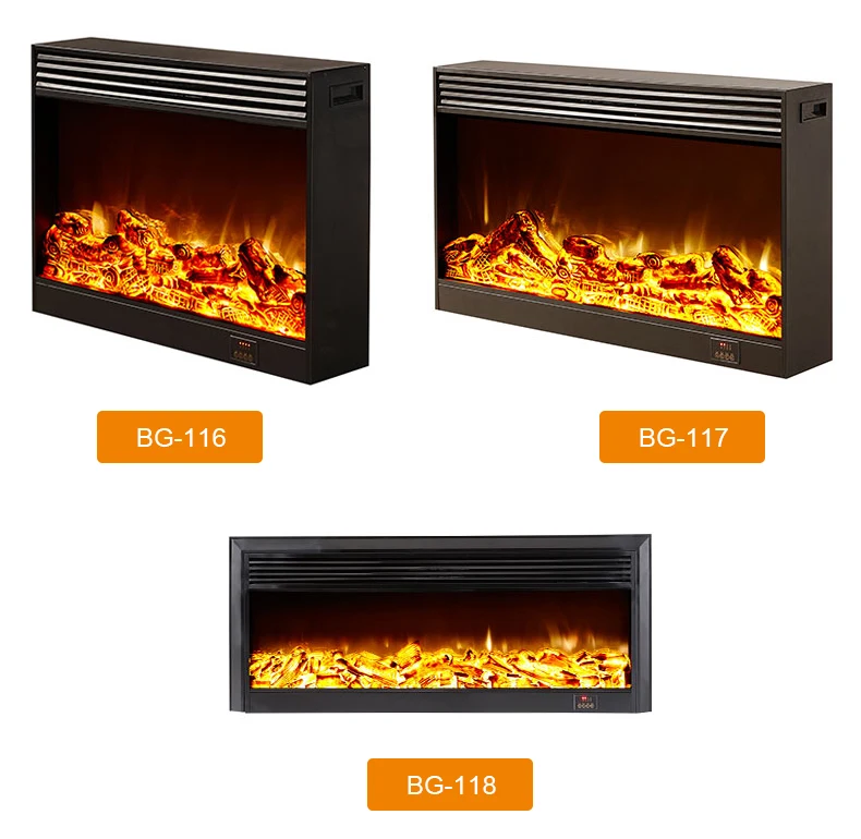 Electric Fireplace Firebox Insert Burner Room Heater LED Optical Fire Artificial Emulational Flame Decoration Warm Air Blower El