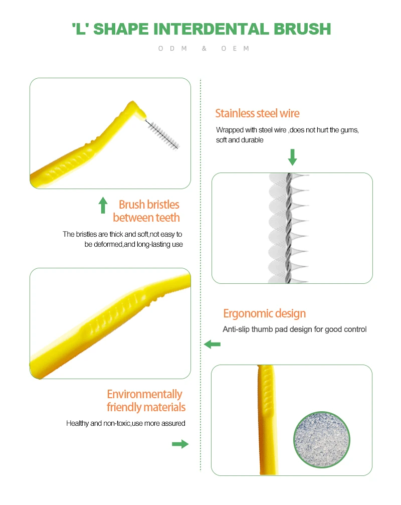 L shape Interdental Cleaner Brushes Toothpick Tooth Flossing Head Oral Dental Hygiene Brush Interdental Brushes with Portable