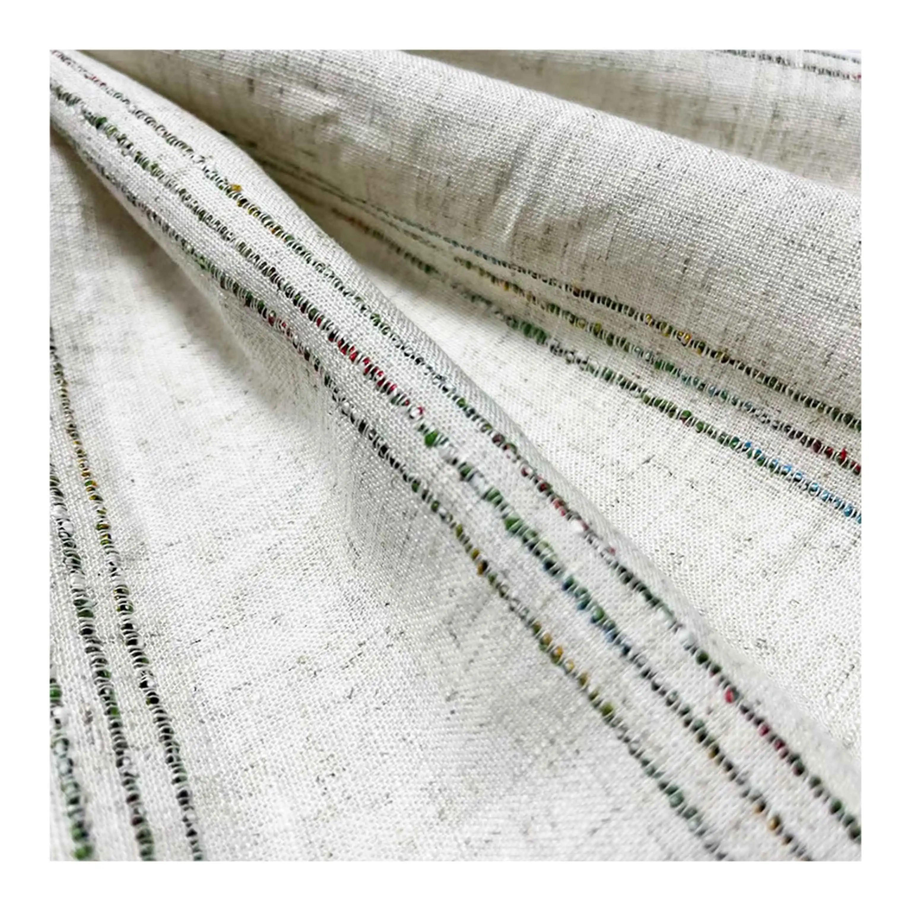 hot sales luxury striped design flax fabric yarn dyed 30%linen 70%viscose for womens garments