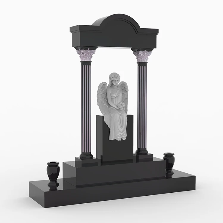 Xiamen China Grey Marble Angel Big Pillar Cheap Tombstone Pet Monument For Sale