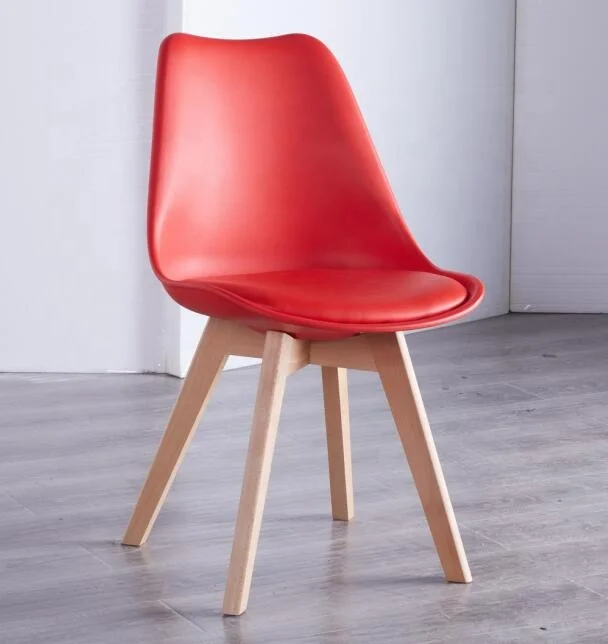tulip chairs high quality modern white PP cheap wooden legs plastic tulip dining chairs