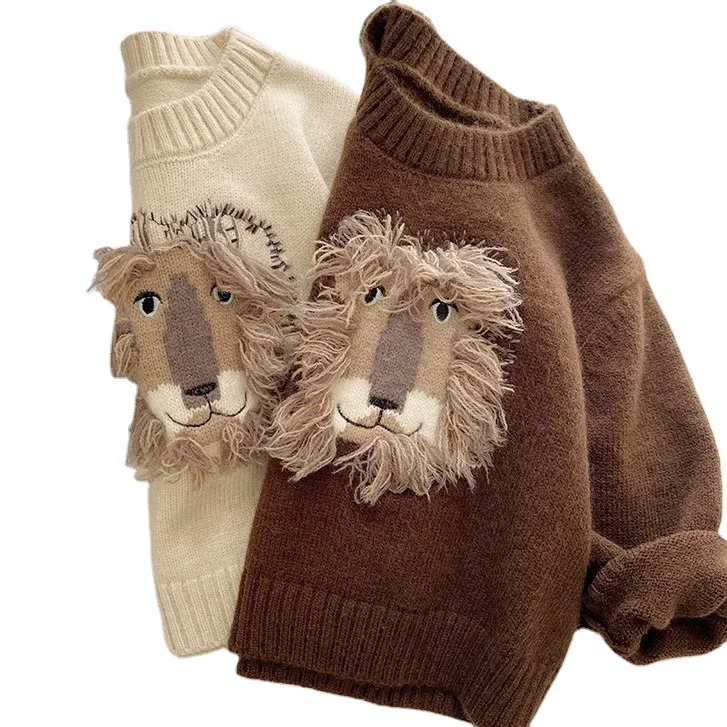 UG Children Sweater Lion Boys Sweaters Autumn Teenager Cardigan For Boys Clothes Cotton Toddler Baby Sweater 100% Cotton Fabric
