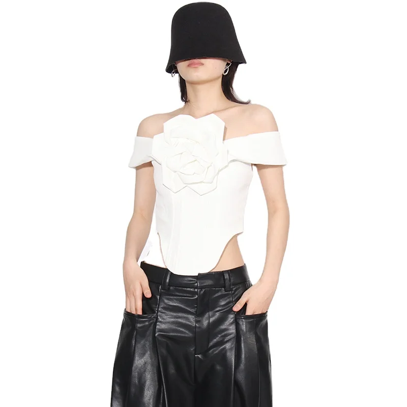 TWOTWINSTYLE Elegant Patchwork Appliques Vest Sleeveless Backless Slimming Vest For Women