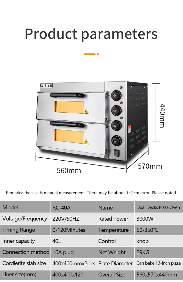 Commercial professional electric conveyor pizza oven 40L portable pizza oven for bbq