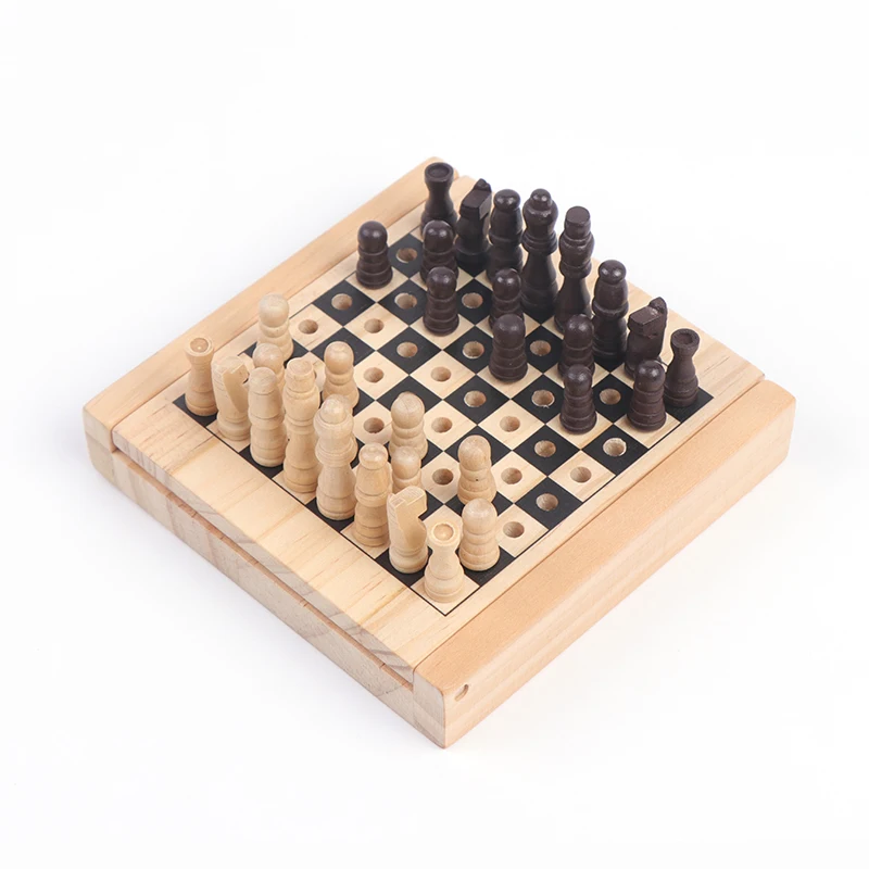 Super Value Manufacture Foldable Mini Size Wooden Chess Box Portable Travel Game Set