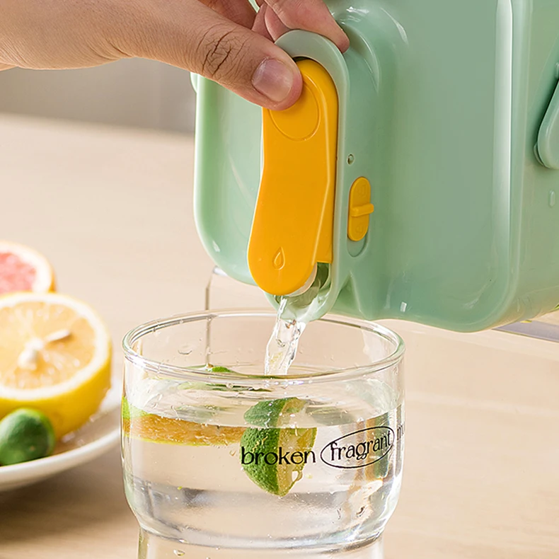 3.5l Refrigerator Cold Kettle Fruit Lemon Teapot Beverage Tap Dispenser Large Capacity Ice Water Dispensing  juice bucket cups
