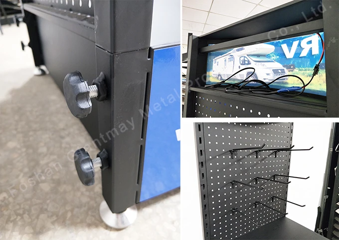 Pegboard rack display stand Floor Standing Rack Metal Stand Display with LED light