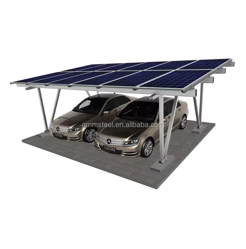 as High Quality Aluminium Solar Panel Carport Residential Application Ground Mounting with Steel Material Roof Home Installation