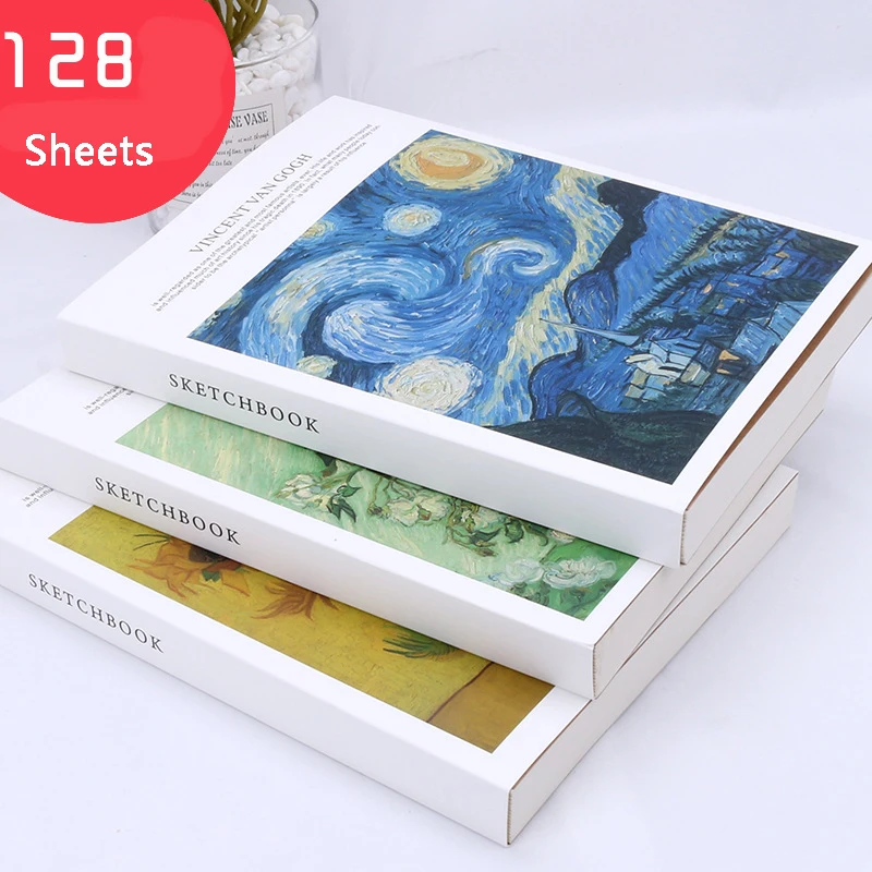 120 Sheets Thickened Paper Sketch Book Beige Paper Art Drawing Painting Book Graffiti Sketchbook School Office Stationery