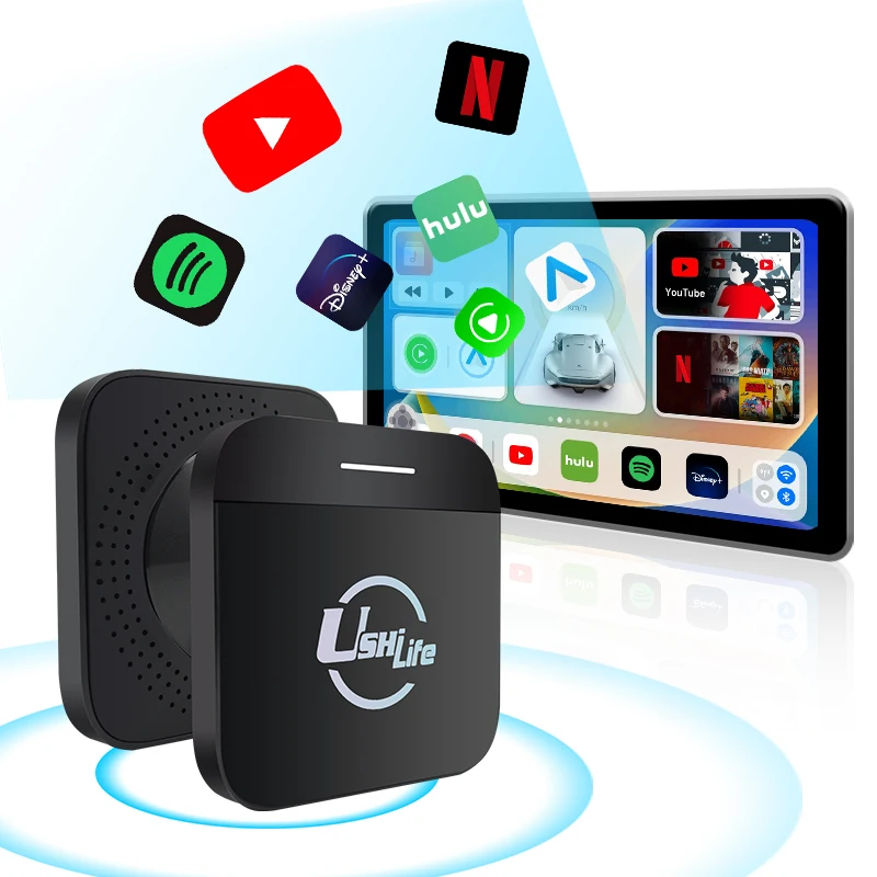 Ushilife Android 12 CarPlay Ai Box 4GB+64GB Youtube Netflix Wireless CarPlay Android Auto Adapter Suitable for 98% cars
