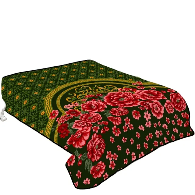 Flower Design Carved Rose Promotional Raschel Blanket For Middle East Market
