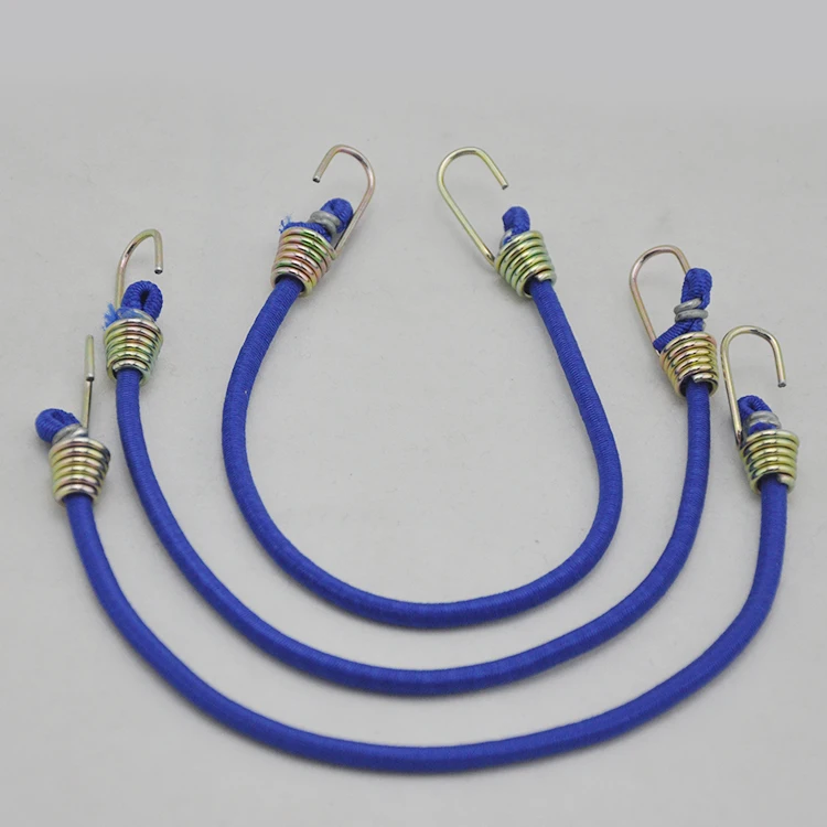 Adjustable High Quality Rubber Stretchy Bungee Cords with Steel Hooks 10 Inch Black Elastic Rope Strap for Tarp Covers