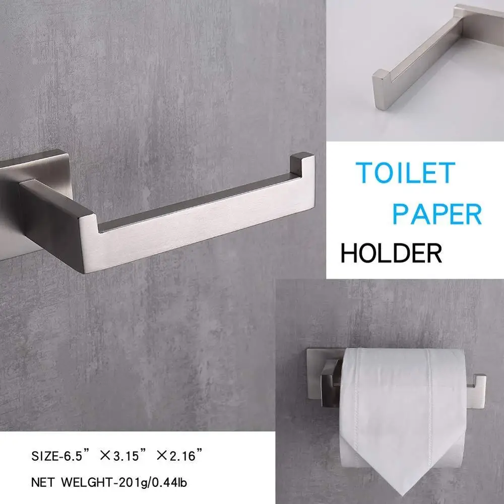 Self Adhesive Toilet Paper Holder Stand SUS 304 Stainless Steel Bathroom Loo Roll Tissue Holder Storage Wall Mounted Matte Black