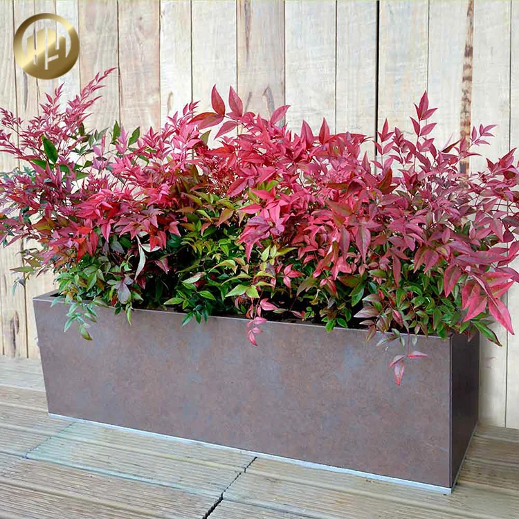 planters large outdoor Rectangular Metal Powder Coating Planter Decoration Plants Nursery