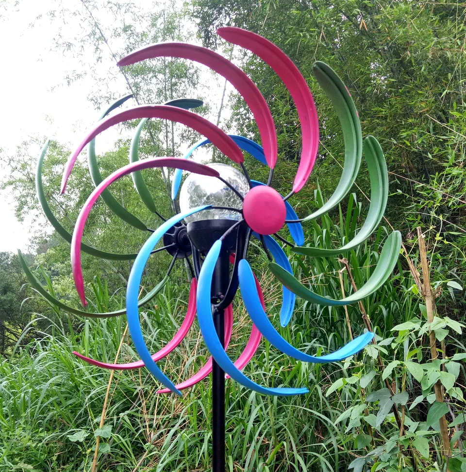
metal solar home decorations led lights garden Windmill 