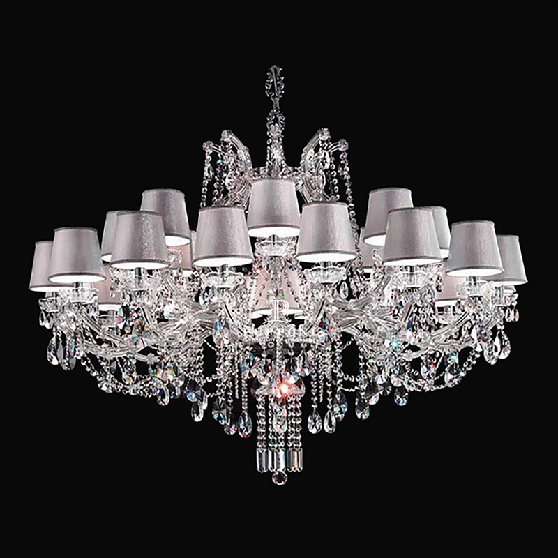 Hot Selling 4-Layer Lighting Crystal Chandeliers Gold Stair Lighting Pendant Lights For Hotel Interior Decorative