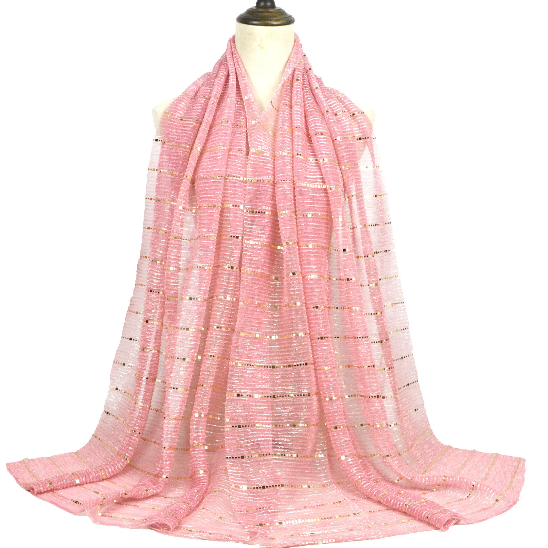 New Style Hijab Islamic Women Luxury Moonlight Beautiful Pleated Crinkle Glitter Shawl Scarf Muslim Wrap