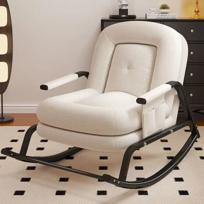 Single rocking chair adjustable adult family balcony lounger leisure technology cloth red can sit and lie rocking chair