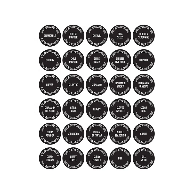 Preprinted Chalkboard Mason Container Bottle Spice Organization Storage spice jar sticker