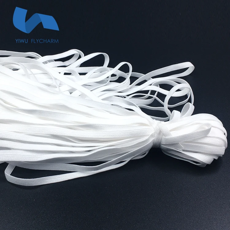 
Manufacturer wholesale high quality white color flat 3mm elastic cord for facial mask ear loop 
