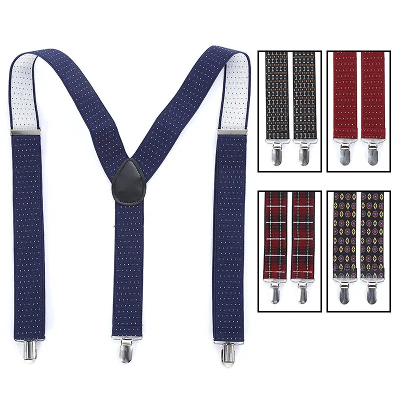 Y Back with 3 Strong Clips Adjustable Elastic Brace Suspenders Belt for Men and Women