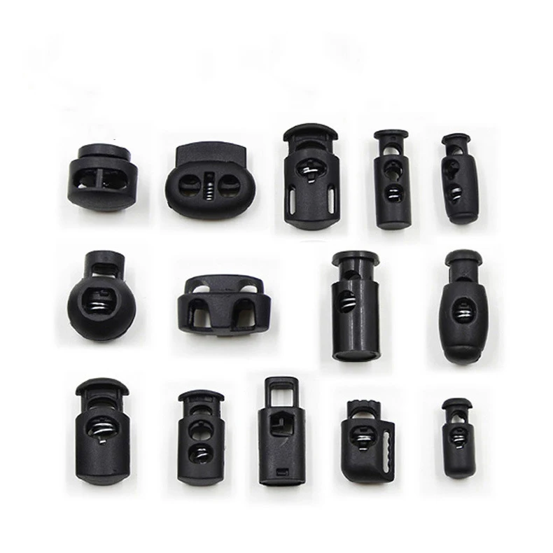 
Cord Lock Plastic Stopper Cord End Toggle Clip Buckle Black&White Paracord Shoelace Sportswear Rain Clothing Rope Parts 