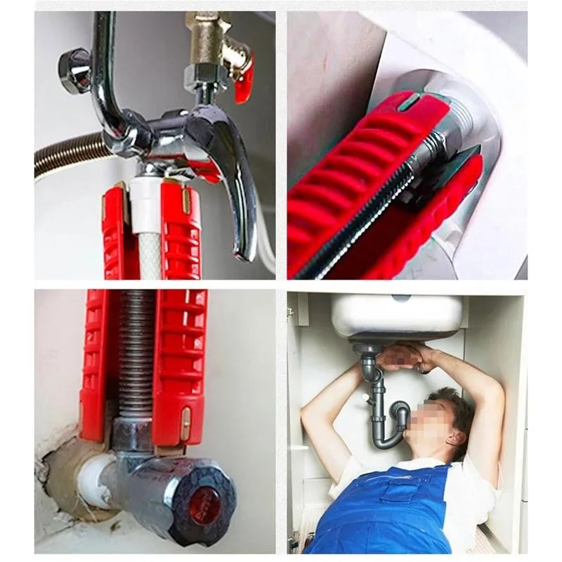 8 In 1 Flume Wrenches Tools Sets Plumbing Tools Anti-slip Kitchen Repair Plumbing Tools Sink Faucet Key Plumbing Pipe Wrench