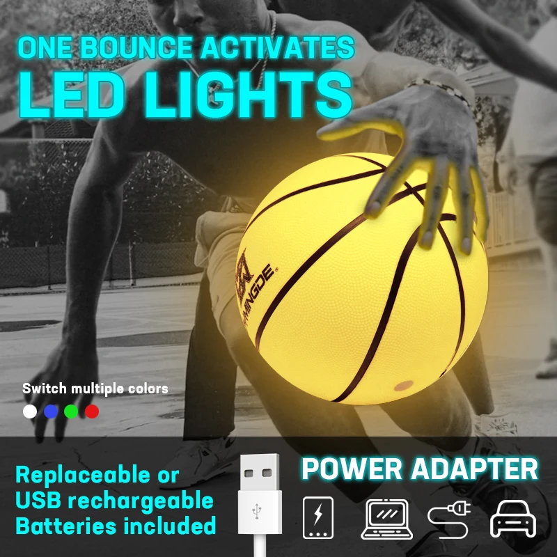 JYMIGNDE yellow glow in the dark led light up luminous basketball size 5 6 7