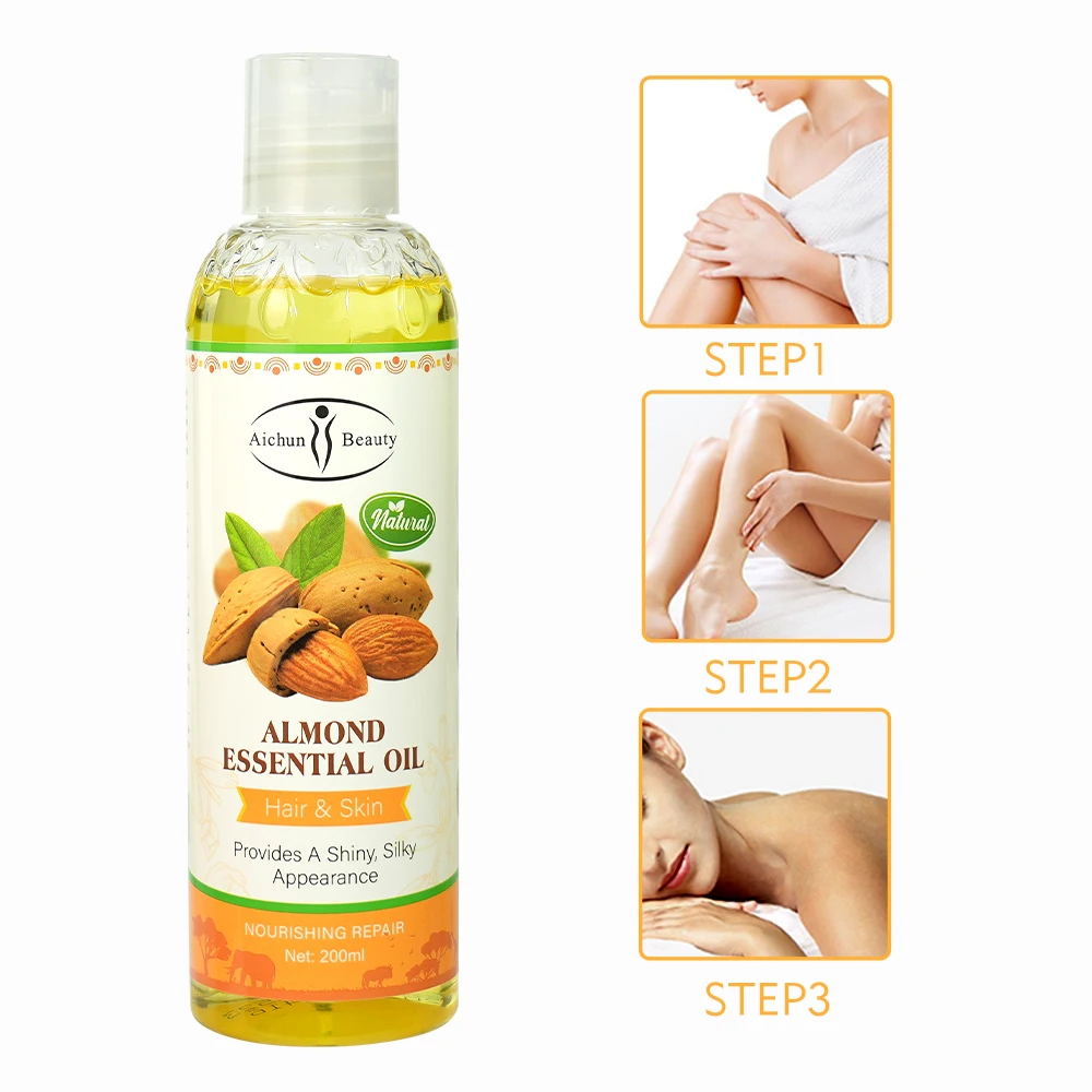 Aichun Beauty Hot Selling 100% Pure Natural Almond Essential Body Oil 7 Days Brighten Skin Improving Dullness White Massage Oil