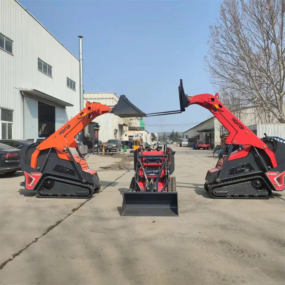 HT-V1000 Hydraulic Small Skid Steer Loader With Auger Trencher EPA/Euro 5 With Big Hydraulic Oil Tank Capacity
