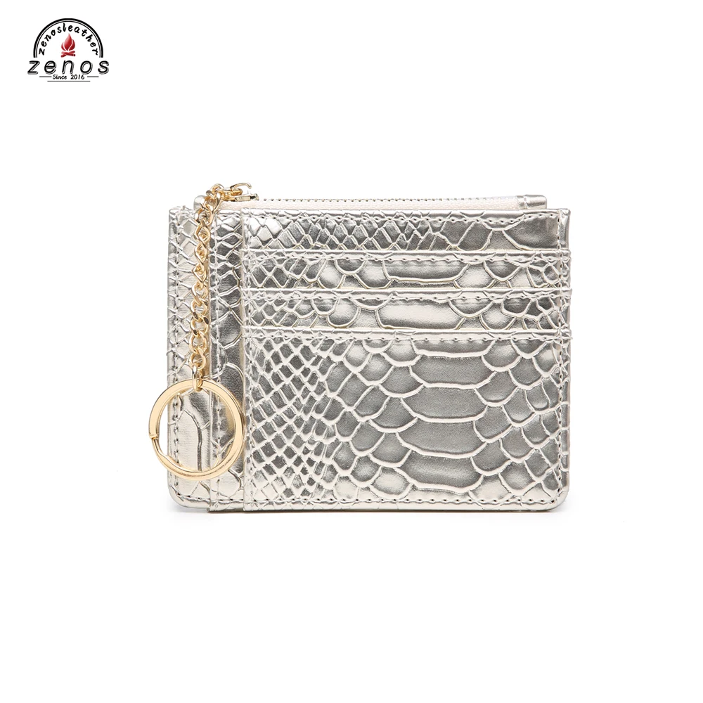 
Zenos новый дизайн OEM ODM карты манжеты змея кожа тиснение брелок держатель карт чехол для женщин мужчин 